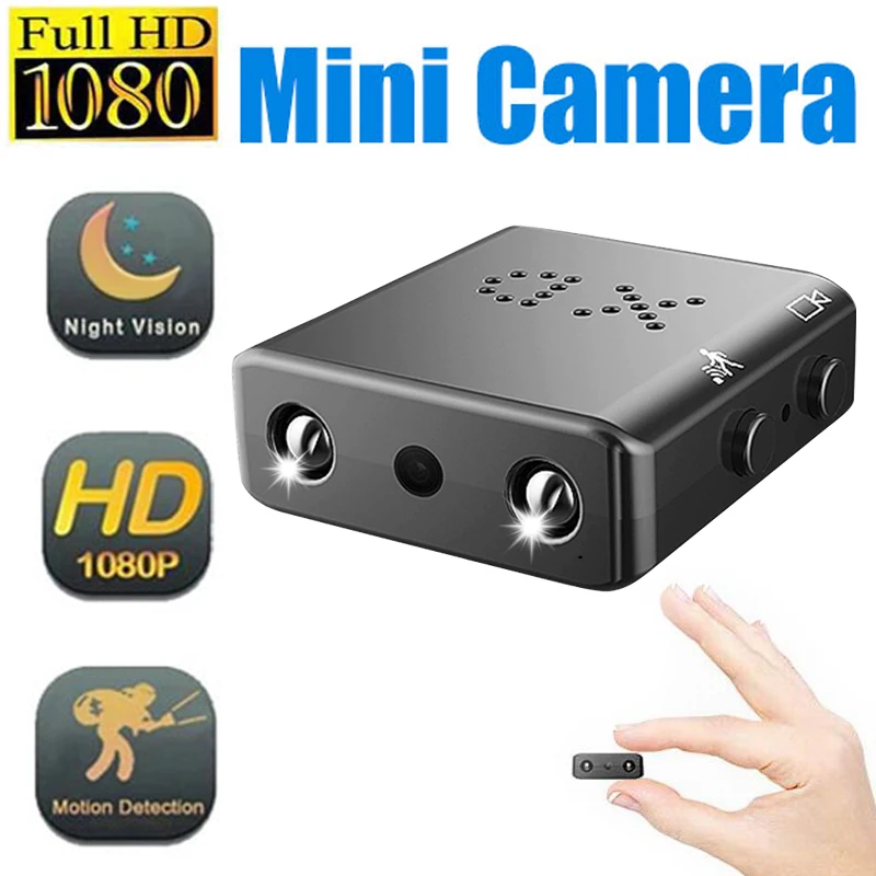 Minicámara Full HD 1080p, protección de seguridad, visión nocturna, microcámara, detección de movimiento, grabadora de vídeo y voz, DVD pequeño