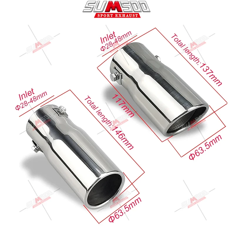 Car Tail Rear Chrome Round Exhaust Pipe Tail Muffler Tip Stainless Steel Car Rear Tail Throat Liner Accessories Car Styling