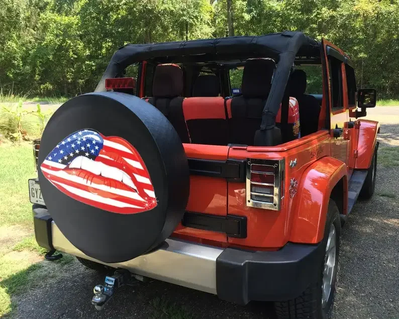 Lip,  American Flag Spare Tire Cover, Gift for Her, Car Accessories, Funny  gift, American Pride, Backup Camera or Not,B