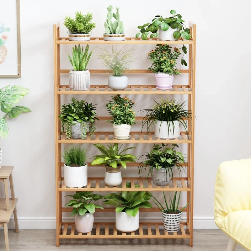 Simple Floor Living Room Plant Stand Home Office Bookshelf Kitchen Storage Rack Bamboo Multifunctional Shoe Rack