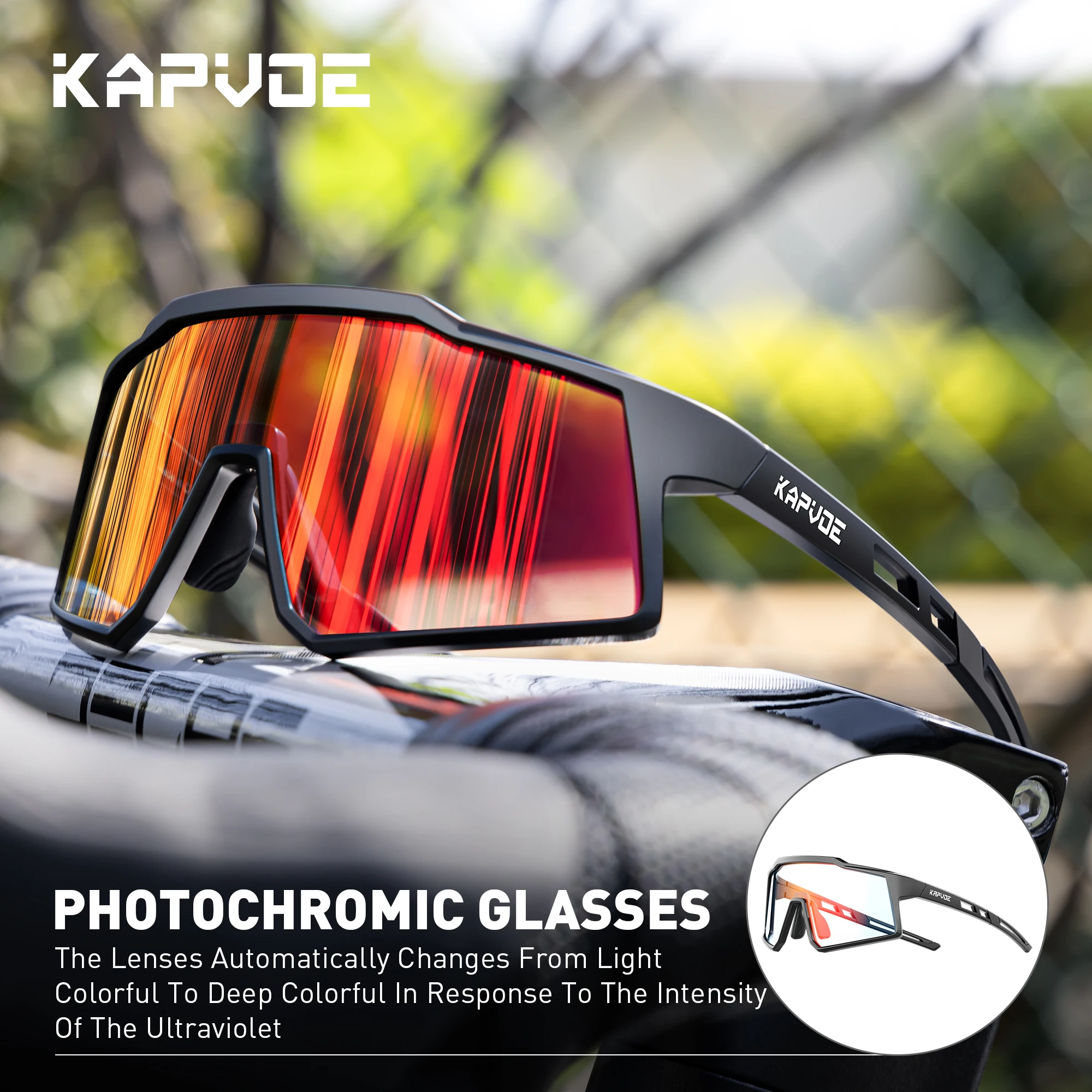 KAPVOE Kids Color Photochromic Sports Sunglasses Boys MTB Cycling Bike Glasses Baseball UV400 Outdoor Bicycle Sunglasses