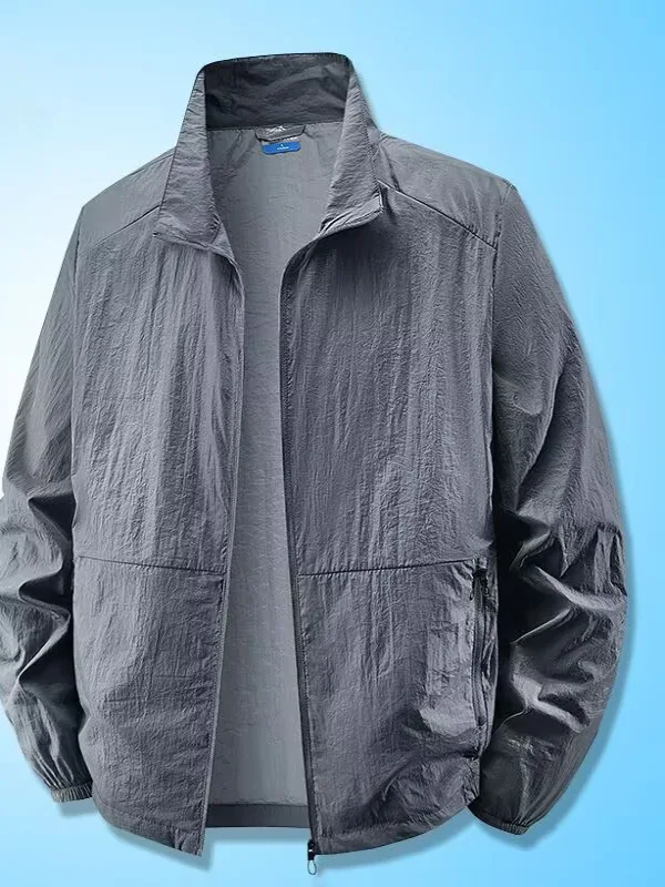 

Ultra-Thin Breathable Ice Silk Men's Sun Protection Clothing Summer Outdoor Fiing Skin Windbreaker Stand Collar Open Cardigan