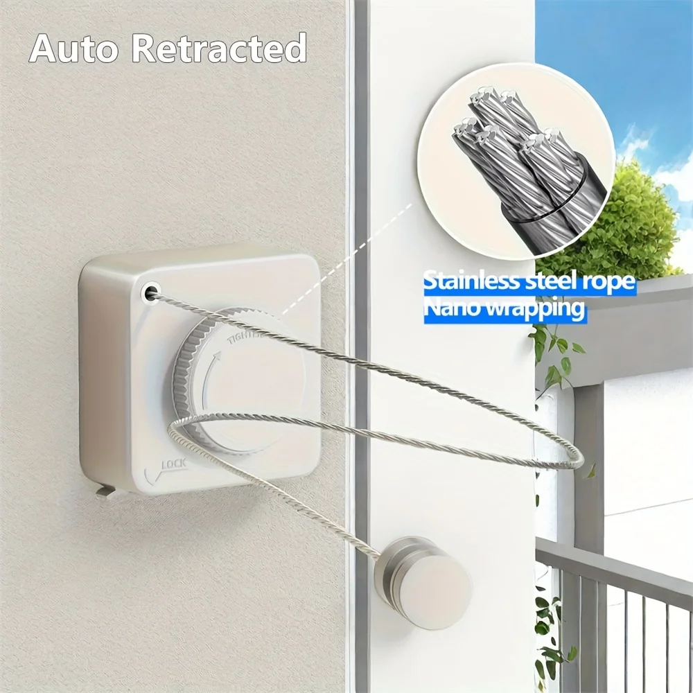 1 Piece Retractable Clothesline Retractable Heavy-duty Clothing Drying Line Suitable For Multiple Scenes Home Accessory