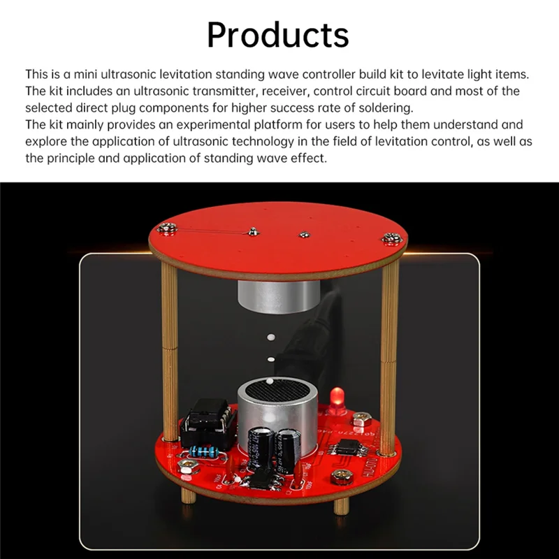 B84B-Scientific Experiment Soldering DIY Kit Ultrasonic Levitator Suspension Standing Wave Controller Learning Kit US Plug