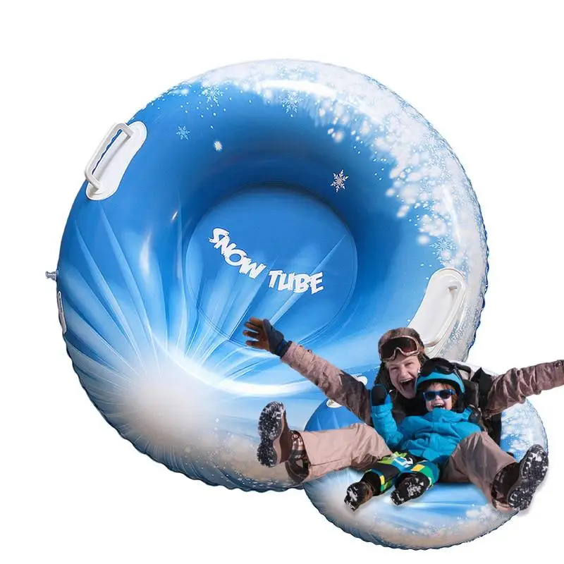 Inflatable Ski Lap Sledding Tube Snow Tubes for Kids Inflatable Sled for Sledding with 2 Handles Foldable Snow Sled for kids