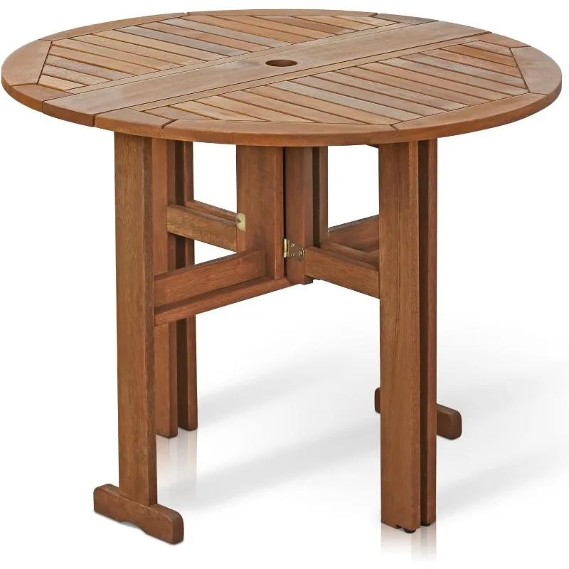 FG17035 Tioman Hardwood Patio Furniture Gateleg Round Table in Teak Oil