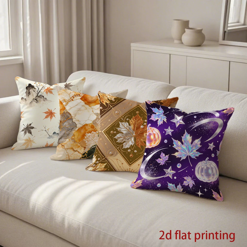 Fall Vibes Maple Throw Pillow Covers Pattern Cushion Cover Suitable for Sofa Bedroom Car Pillow Cover