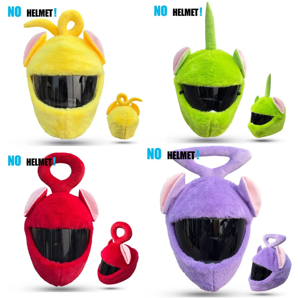 Helmet Protection Headgear Cover Cartoon Fluffy Plush Set For Motorcycle Full-Face Protective Case Motorbike Safety Trendy