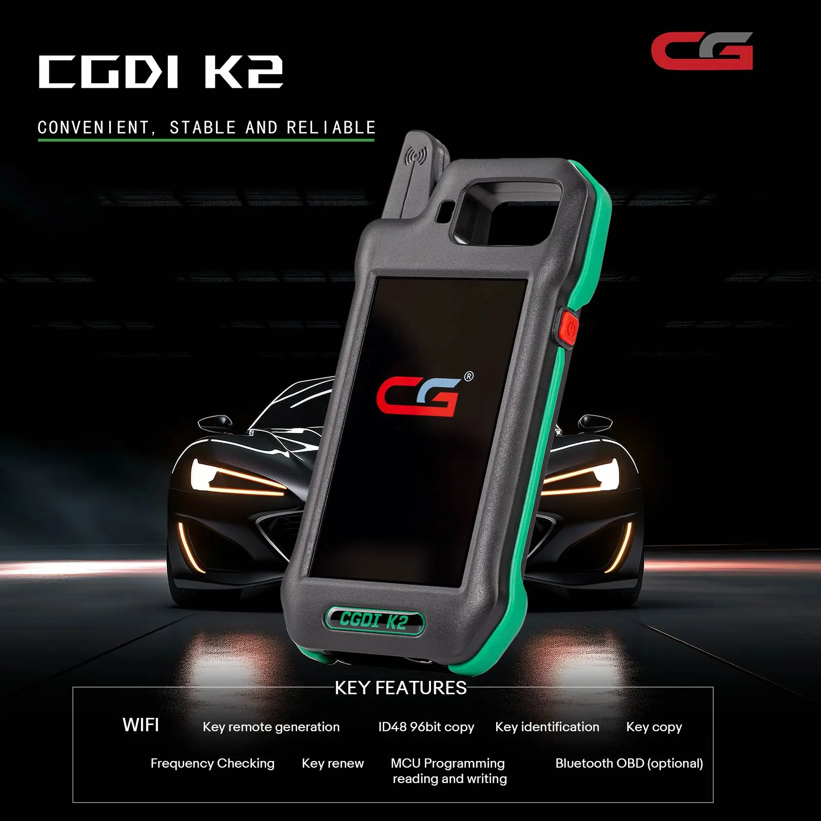 2024 WIFI CG CGDI K2 Multifunction Remote Generator Smart Locksmith Key Tool Supports 96 Bit ID48 Copy