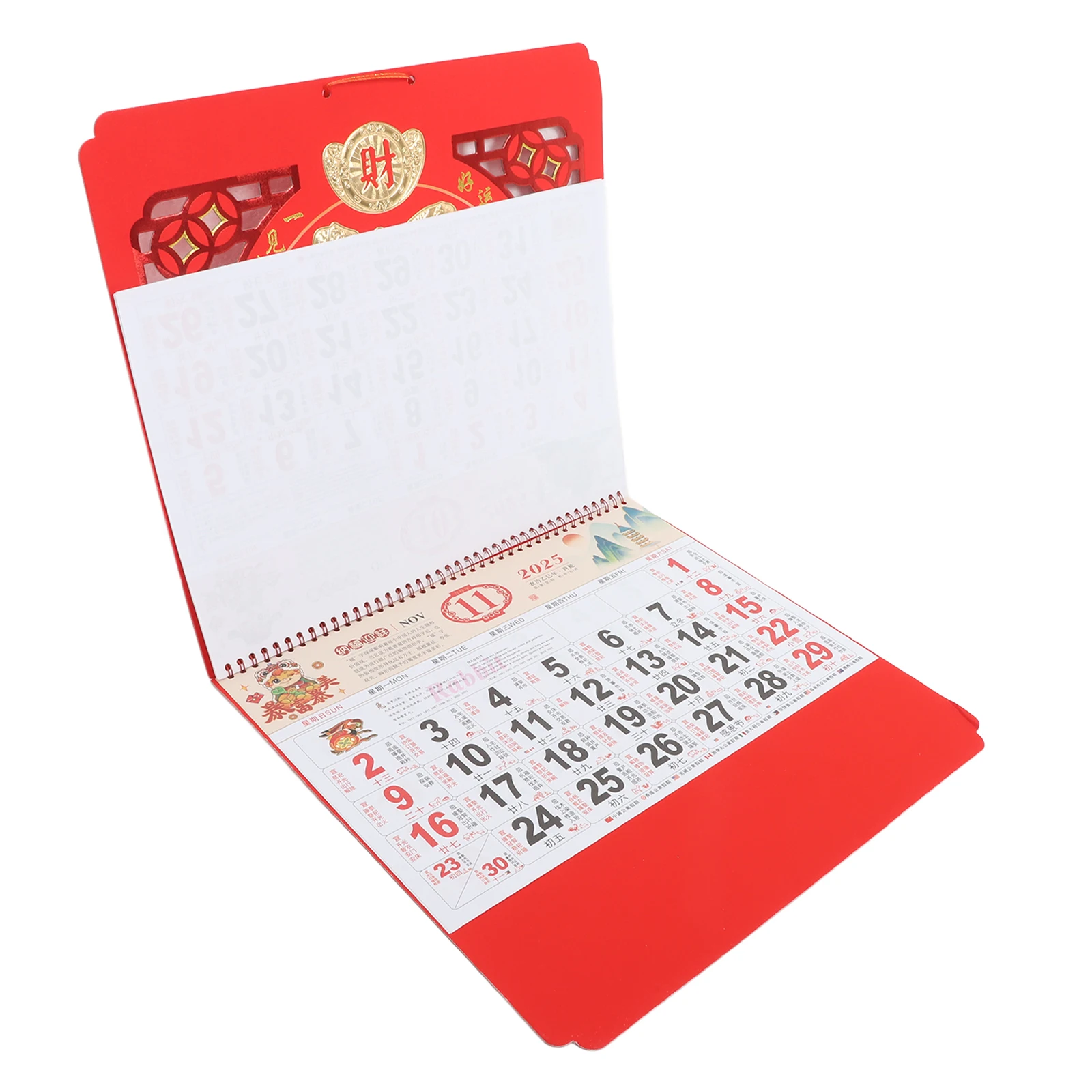 

Chinese New Year Wall Calendar 2025 Year of The Snake Monthly Hanging Calendar with Global Holiday Marks for Home Office Use