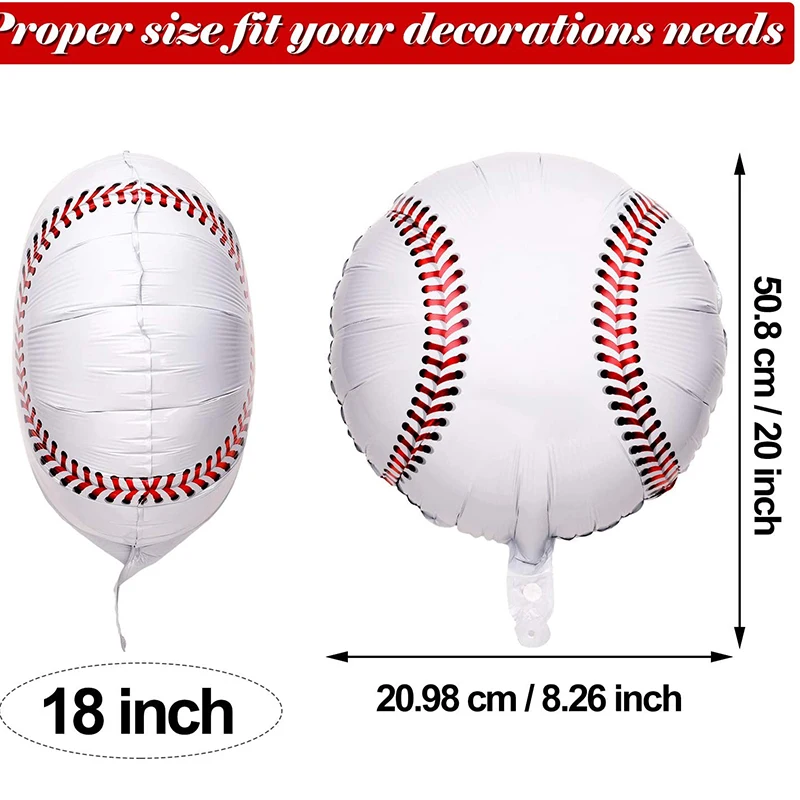 PTRATHY 8pcs Baseball Balloons Foil Mylar Baseball Balloons For Baby Shower Birthday Party Sports Themed Party Decor Supplies