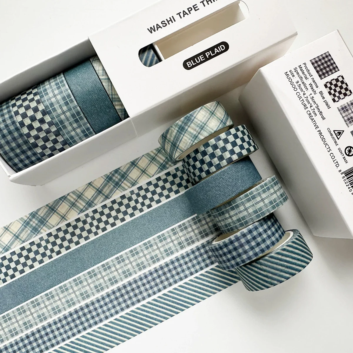Plaid Washi Tape Set, 6 Rolls Aesthetic Grid & Polka Dot Decorative Tapes for Journal Scrapbooking DIY Crafts & Planner image 4