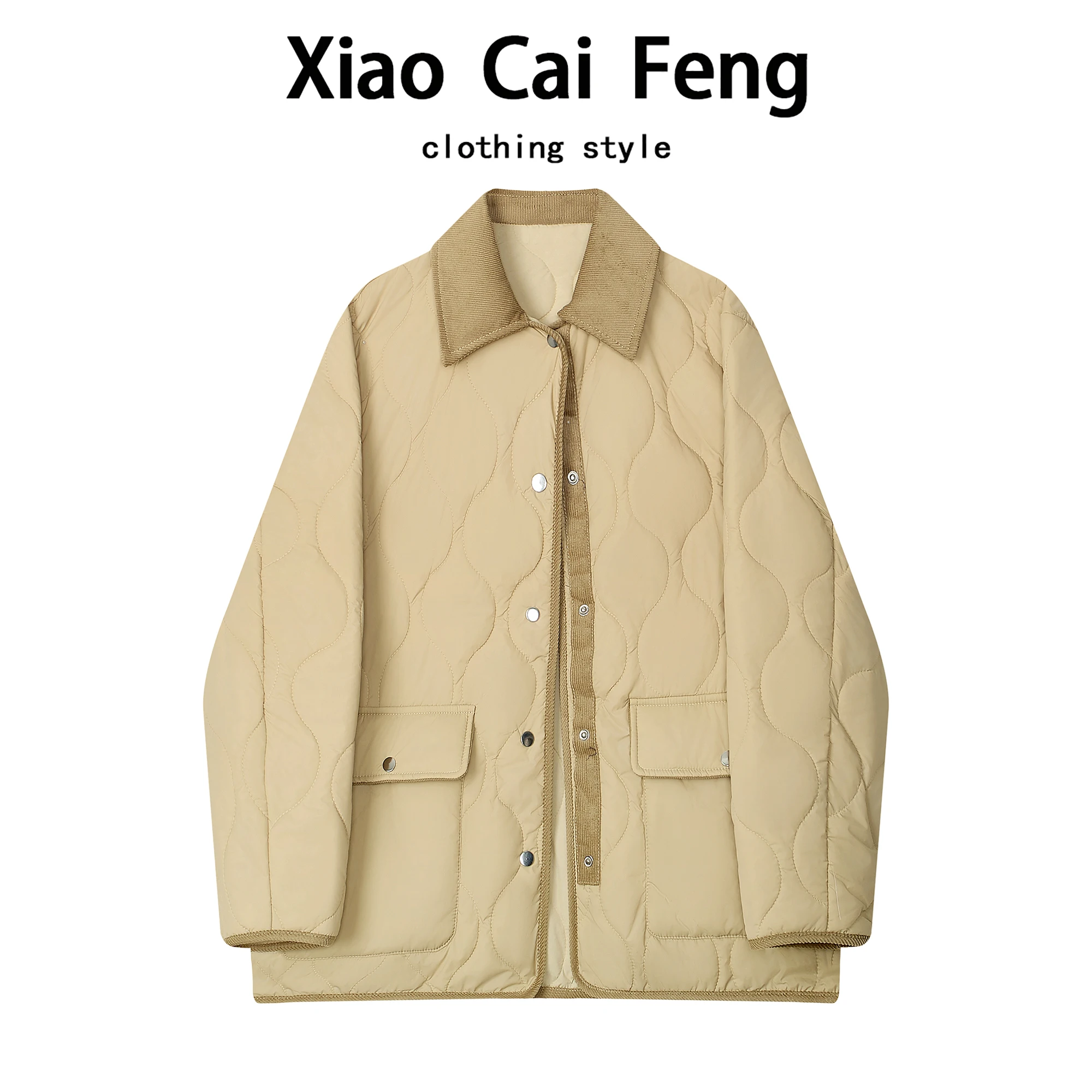 

Модный стеганый вельветовый лоскутный пуховый хлопковый тюре женское зимнее пальто с воротником средней длины на одной пуговице