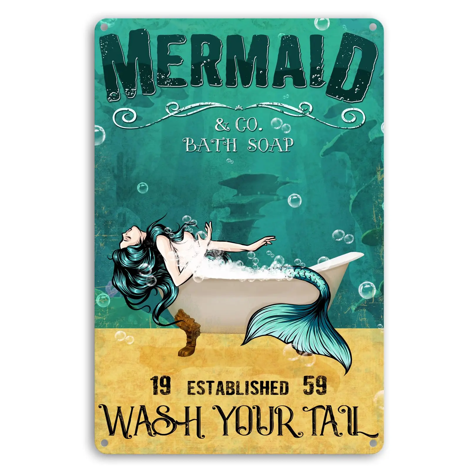 Металлический жестяной знак Kercan, мыло для купания, мытье вашего хвоста, декор для ванной комнаты, настенное искусство можно использовать в качестве подарка для гостиной, кухни, T