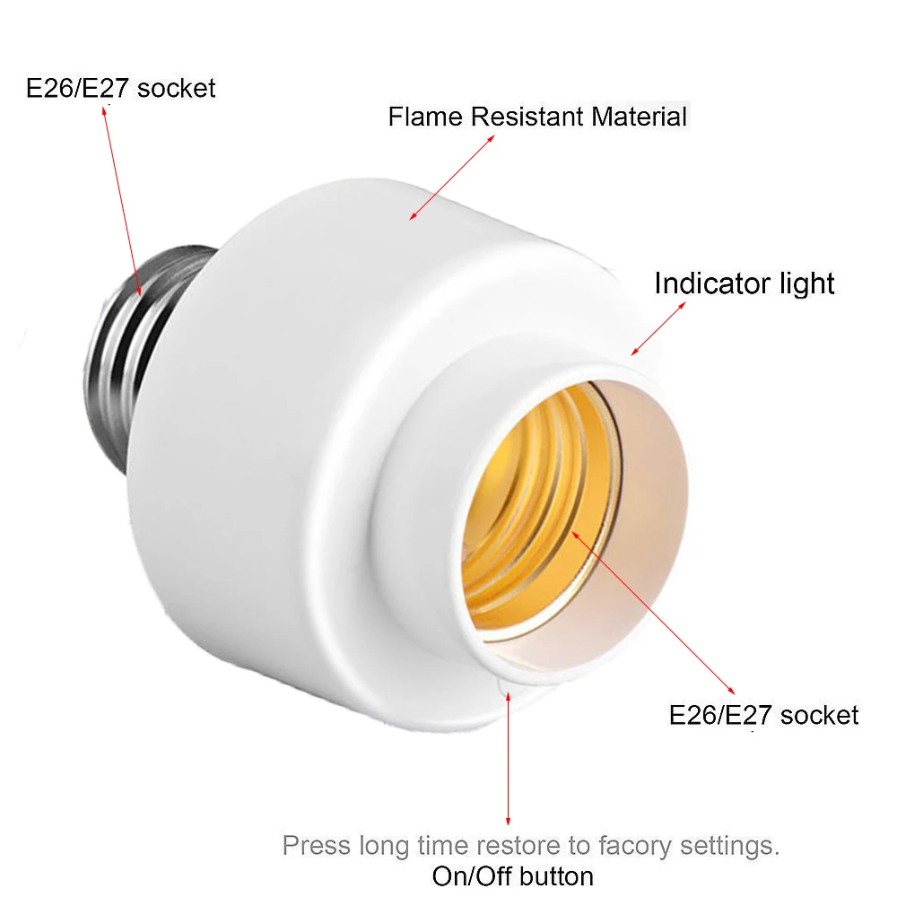 

Smart Light Holder 100-240V WiFi Enabled Bulb Socket App Timer Schedule Multi Room Control System for Ios