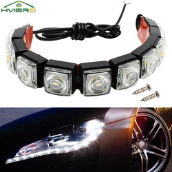 Car Daytime Night Running Light 6LED Auto SMD 12V Decorative Flexible High Power Lamp Strip White Black Shell Super Bright Bulbs
