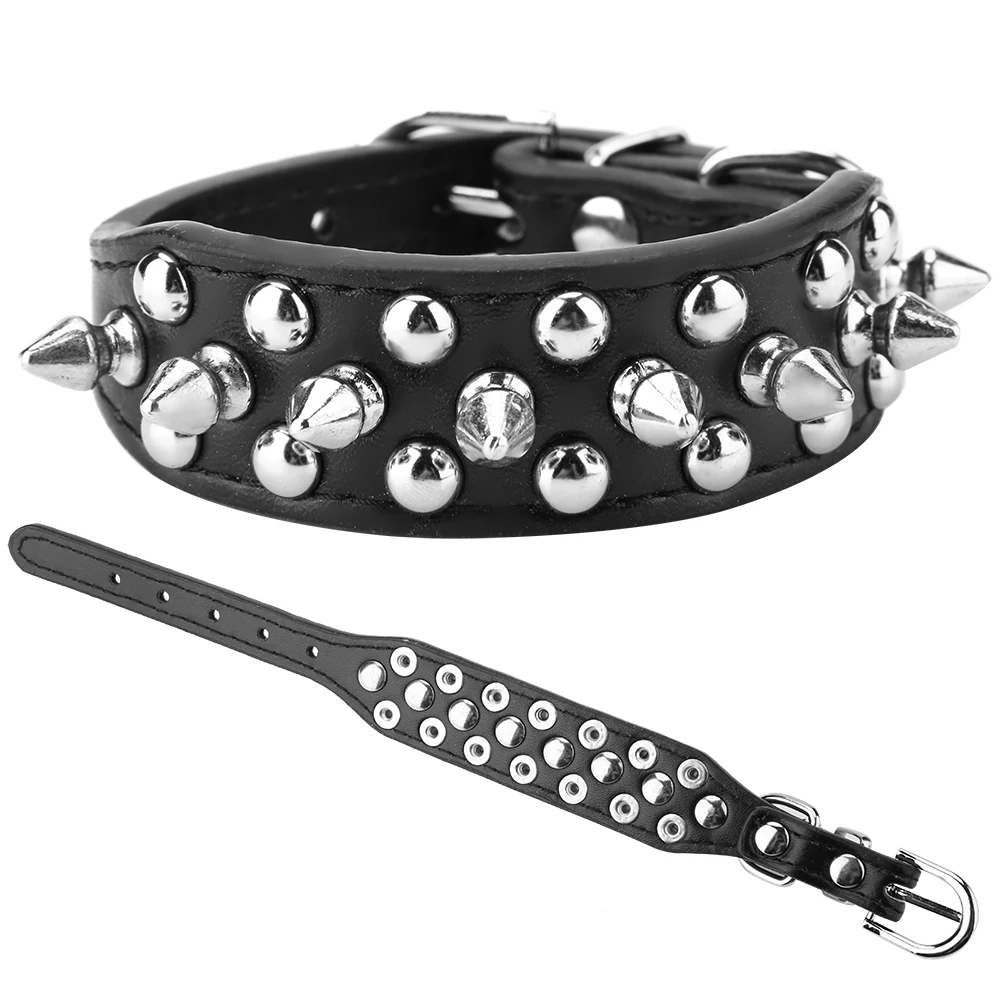 PU Leather Pet Collar Pet Collar Handsome PU Leather  Comfortable Spiked Dog Collar Spiked Dog Collar Studded Pet Collar