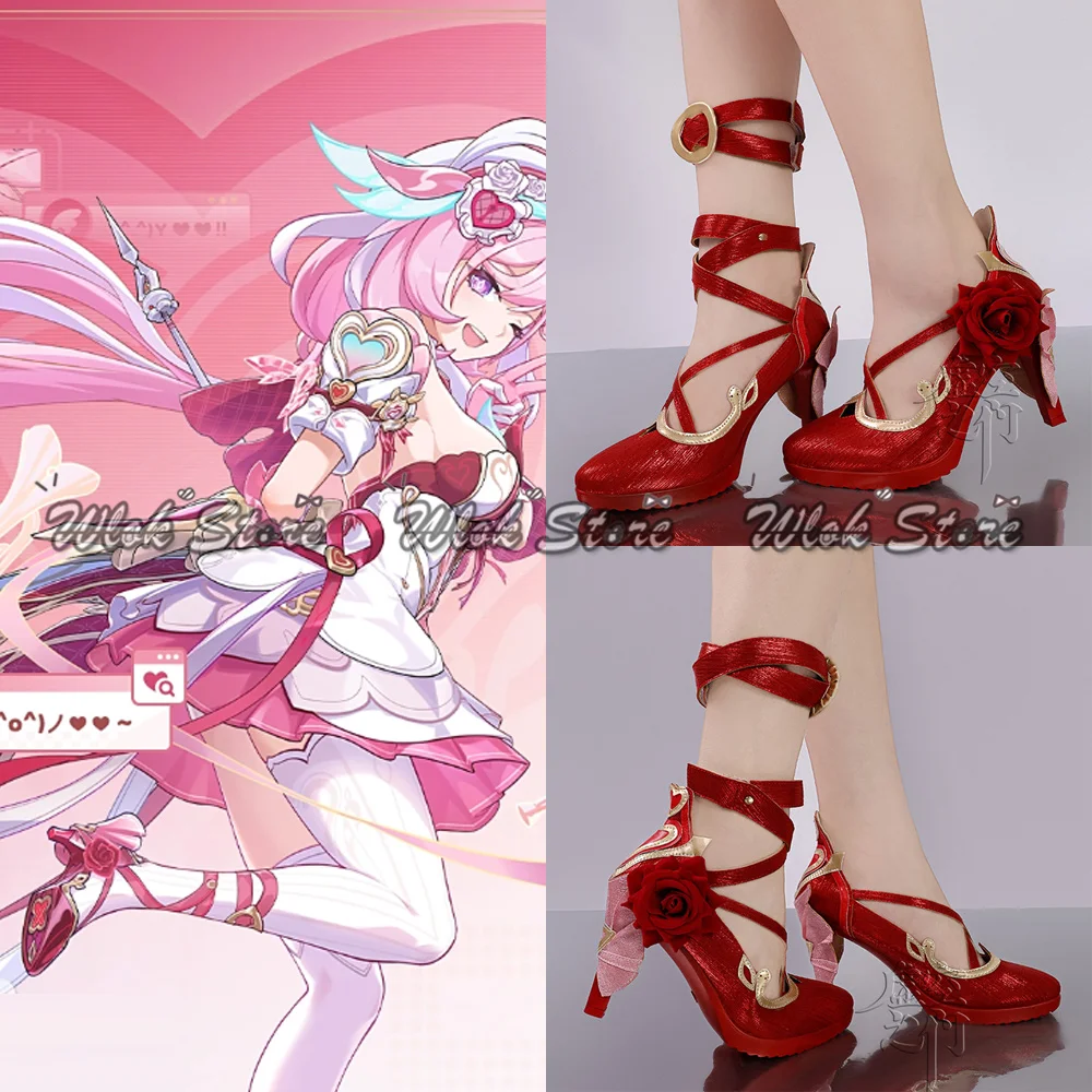 Game Honkai Impact 3 Elysia Hi Love ELF Cosplay Schoenen Bloem Bruid Rode Trouwschoenen Kerst Halloween Party Dames Hakken