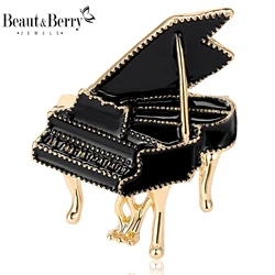 Beaut&Berry Enamel Piano Brooches for Women Unisex Musical Instrument Pins Multi-color Available Casual Party Accessories Gifts