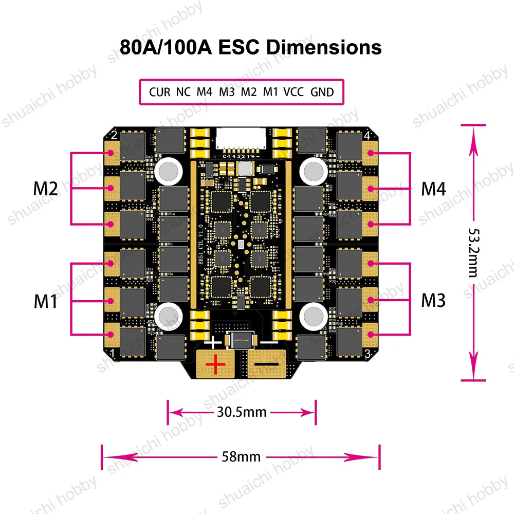 AP13-8S Lipo F405 V3 FC&ESC Stack 100A 4-in-1 Electronic Speed Controller SPL06 Barometer Flight Control W BEC Module For FPV Dr