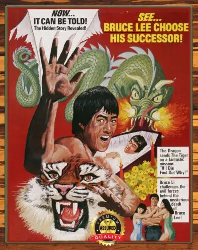 Ejderhadan çık kaplan-1970s-geri yüklenen-Metal işareti 11x14