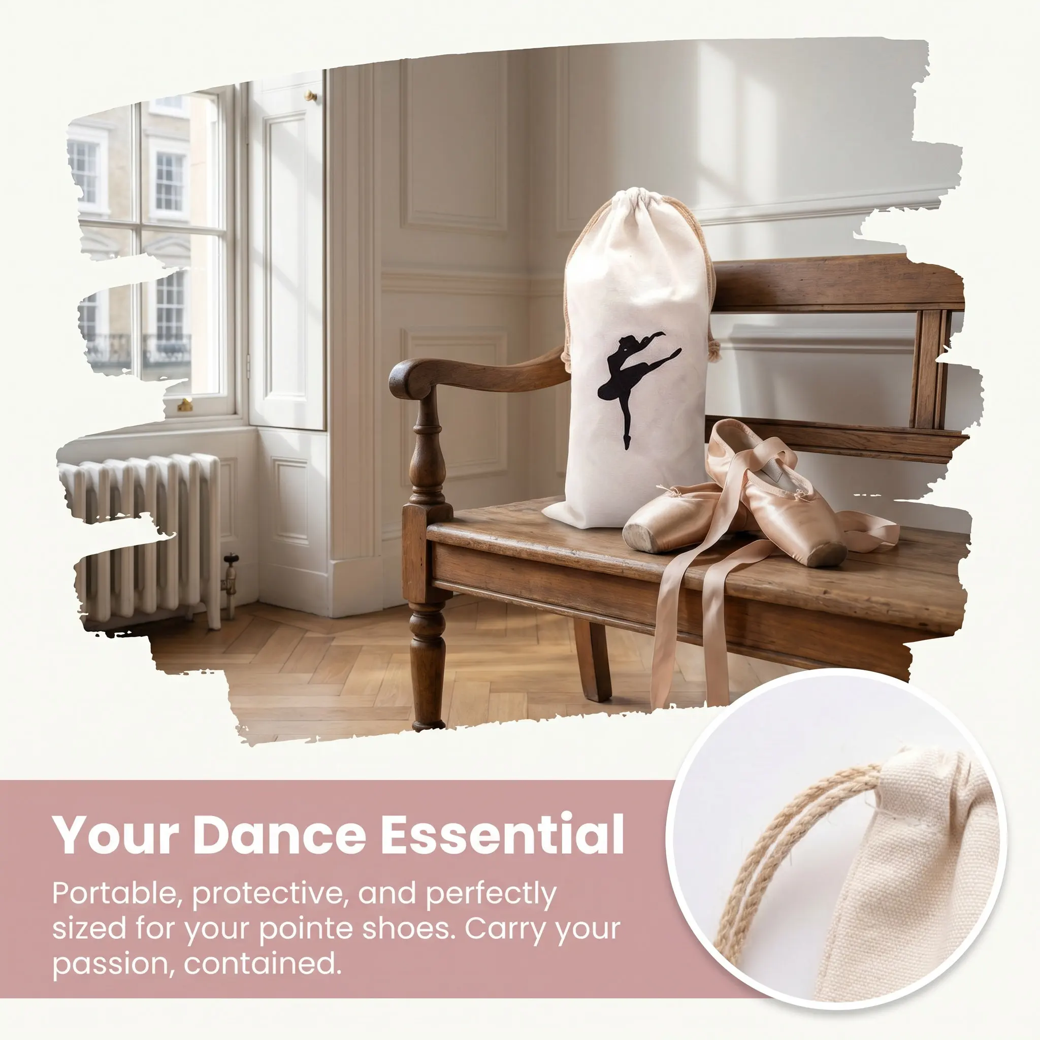 Ballet Shoe Dance Shoes Halloween Christmas Ballet Shoes Bags Ballet Storage Bag Drawstring Storage Pouch Drawstring Closure Bag
