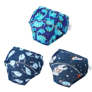 Pañales impermeables para bebé, pantalones cortos para orinar, ropa interior reutilizable de algodón ecológico suave, pantalones de entrenamiento para orinal para niños y niñas, 3 uds.
