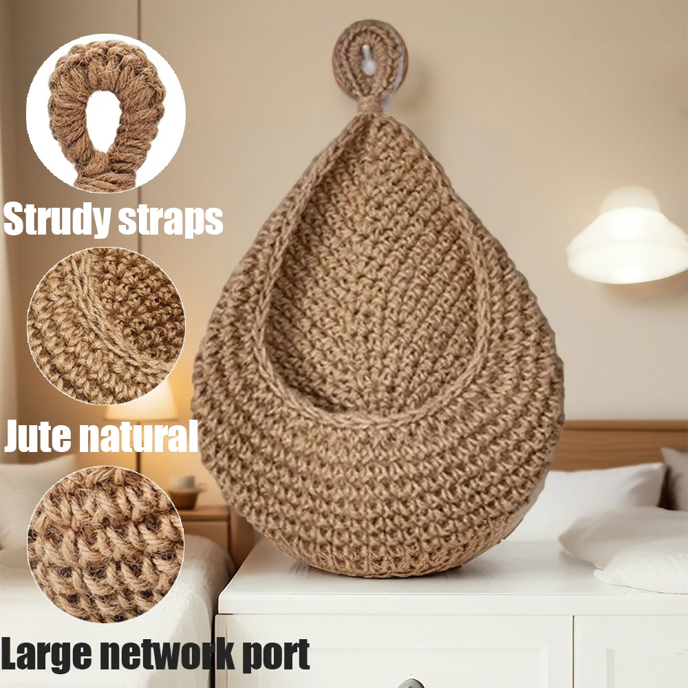 

1PC Mount Wall Basket Storage Handwoven Hemp Rope Fruit Vegetable Basket Organizer Container Decor for Kitchen Organizers 수납바구니