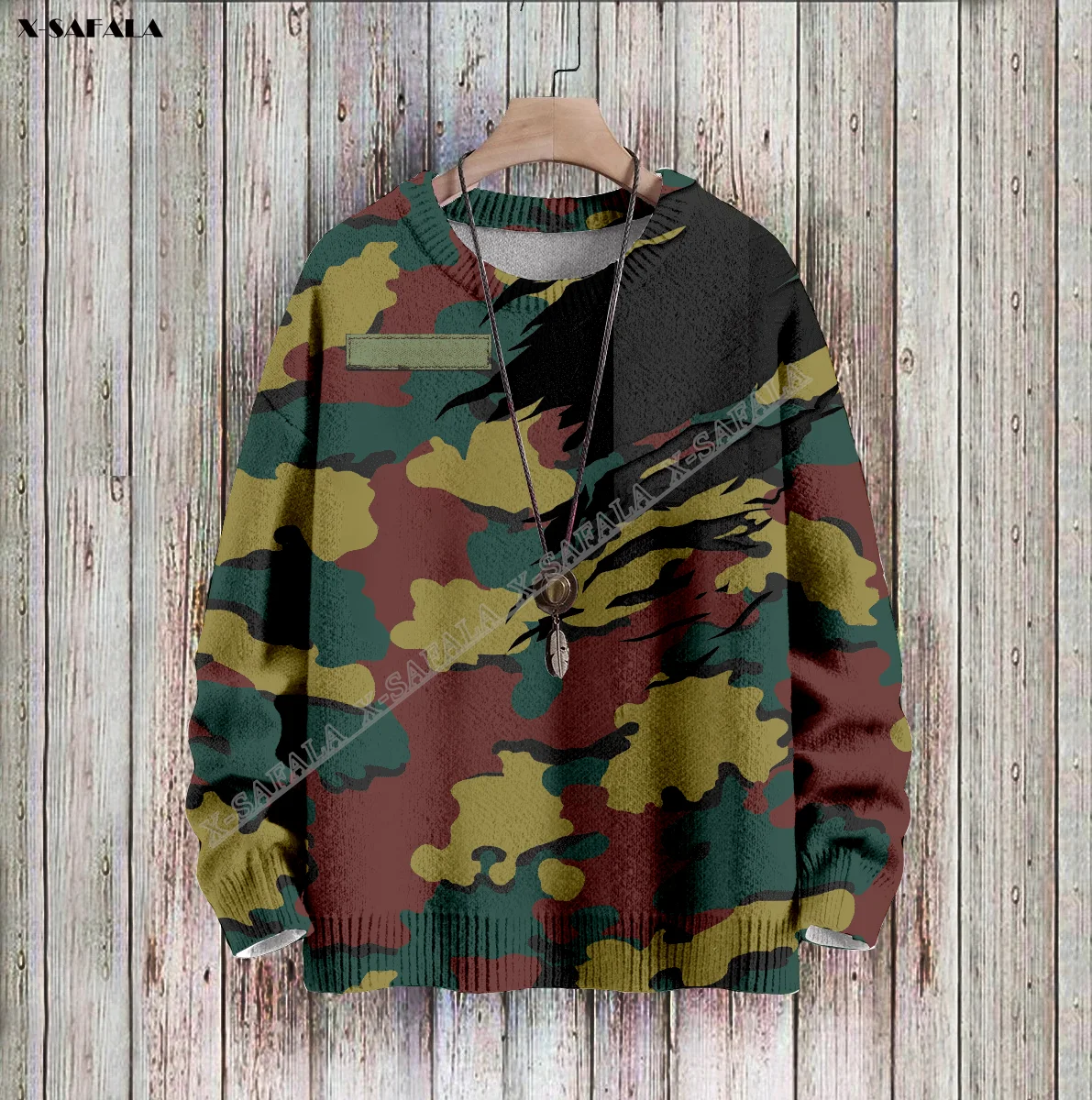 

Belgian Belgium Army Camo Veteran Soilder 3D Printed Ugly Sweater Christmas Gift Men Female Winter Knitted Cotton Xmas Warm