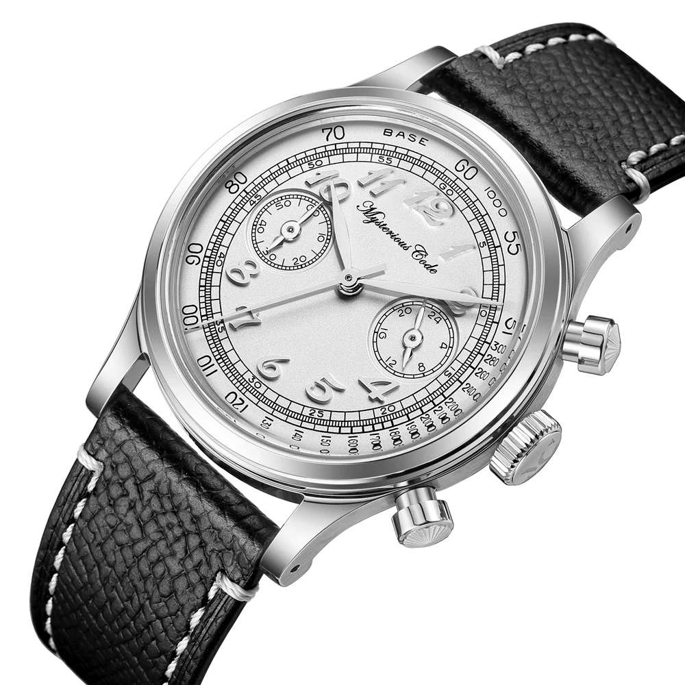Men's VK64 Vintage Chronograph Watch Genuine Leather Strap Quartz Watch Business Casual Pilot Watch 4‑Color Dial Male Clock Gift