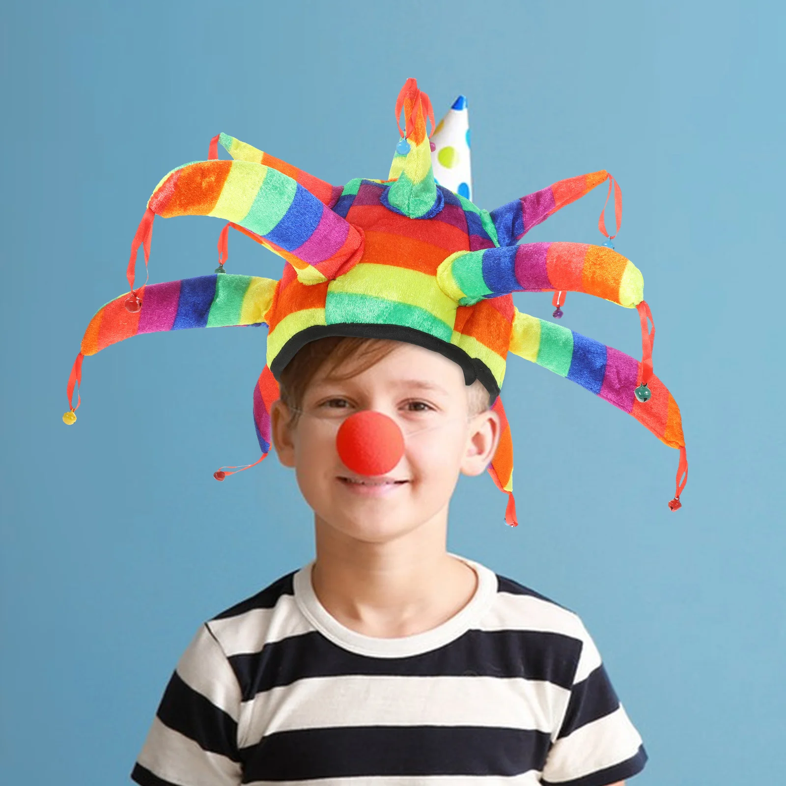 หมวกตัวตลกทรงหลายเหลี่ยม หมวกคอสเพลย์สำหรับผู้ใหญ่ อุปกรณ์เสริมสำหรับงานปาร์ตี้ ฮาโลวีน คาร์นิวัล มาร์ดิกราส์