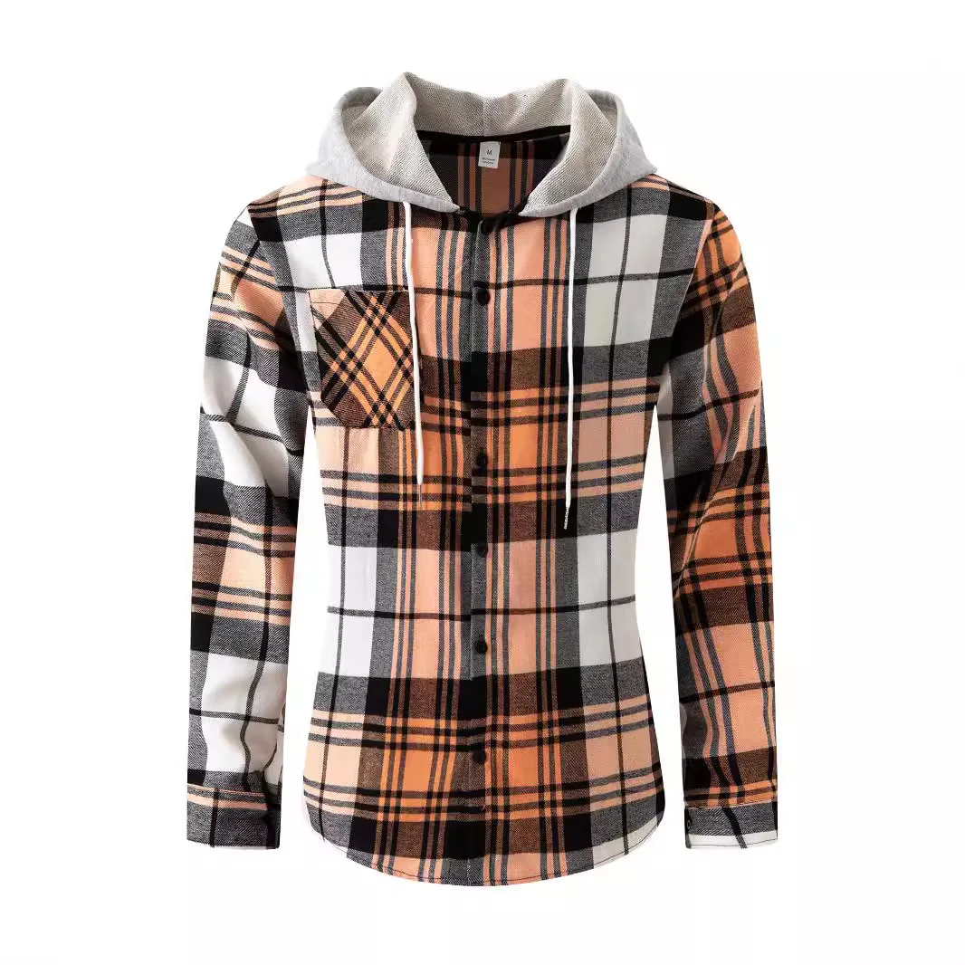 Flannel Plaid Hooded Casual Men's Shirt