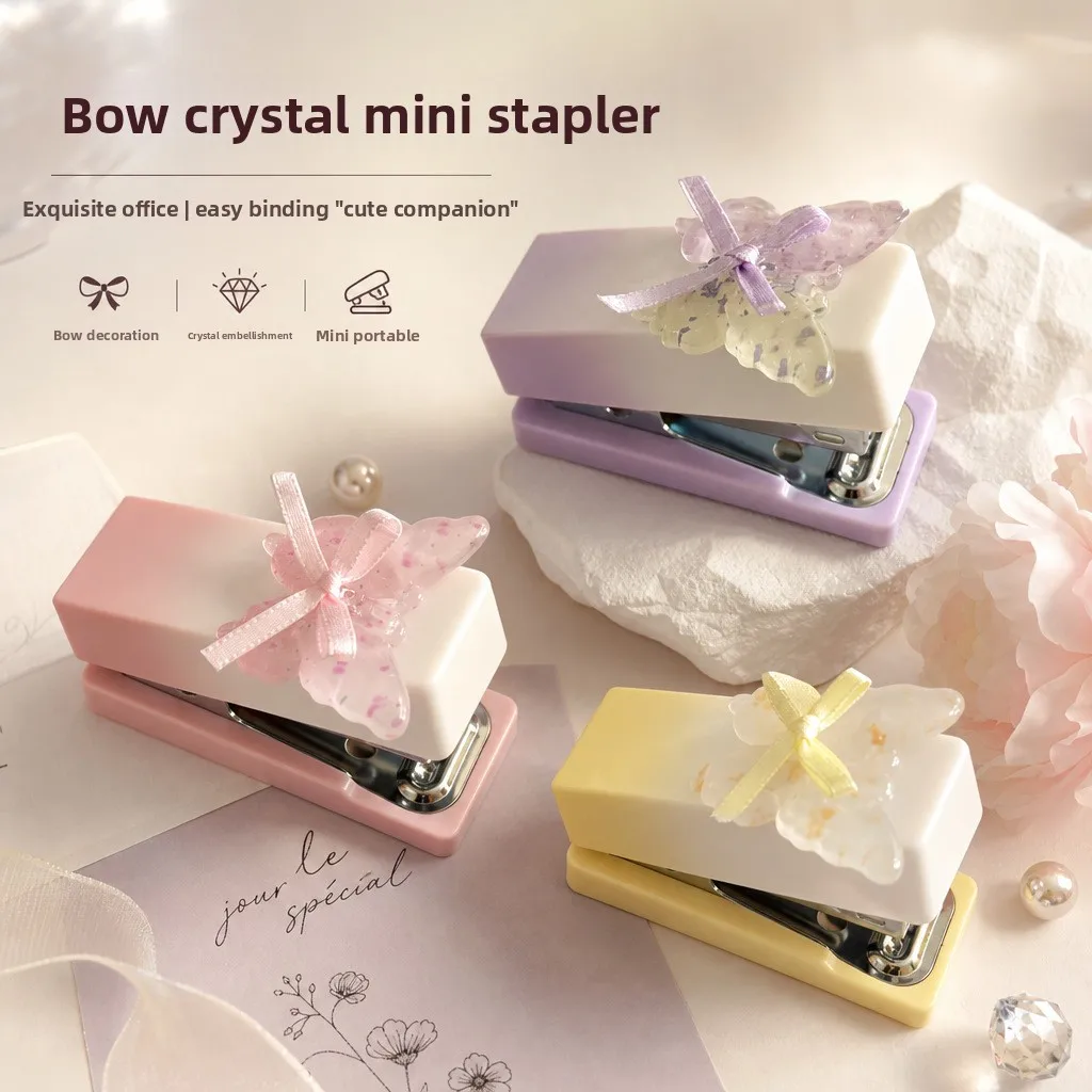 New Cute Mini Butterfly Stapler for Students and Office Use, Portable Small-Sized Stapler Wholesale Stationery Class Reward Gift