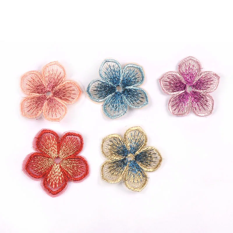 10pcs 4.5cm Big Flower Multicolor Lace Patches Embroidery Appliques For Sewing Clothes Accessories DIY Supplies Handmade Crafts