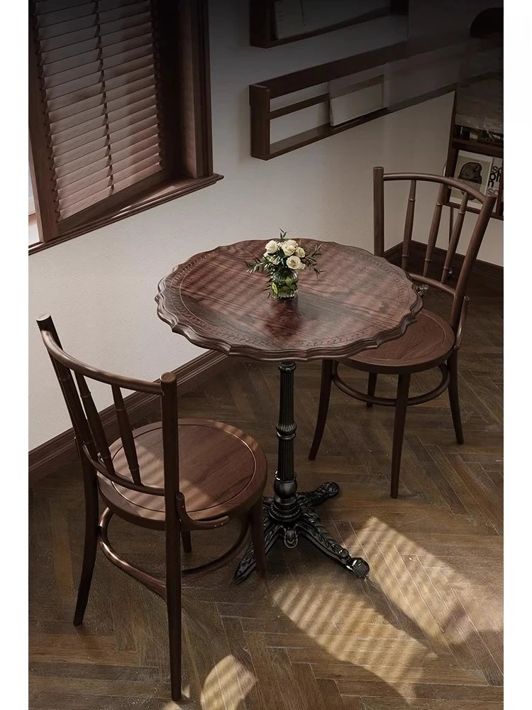 

Factory Direct 2026 Top RatedRetro cafe table and chair combination Solid wood milk tea shop table Commercial western restaurant