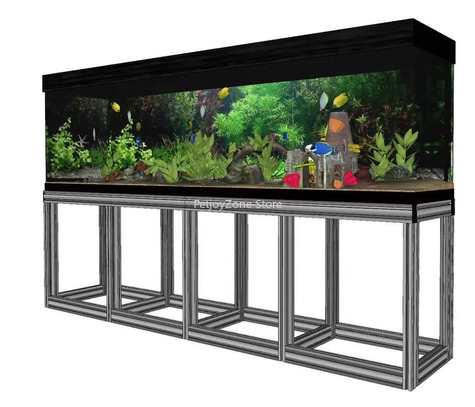 

LANGLE Aluminum Alloy Material Aquarium Fish Tank Stand Tank For Restaurant Fish Aquarium Tank Large Glass Workbench
