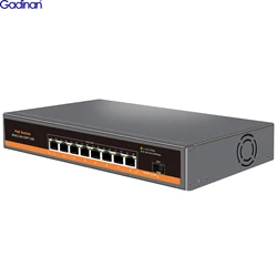 Gadinan 2.5G PoE Switch 9 Port 8*2.5G Base-T 1*10G SFP Network Metal Switcher 120W for VoIP Phone,Surveillance,POE Camera