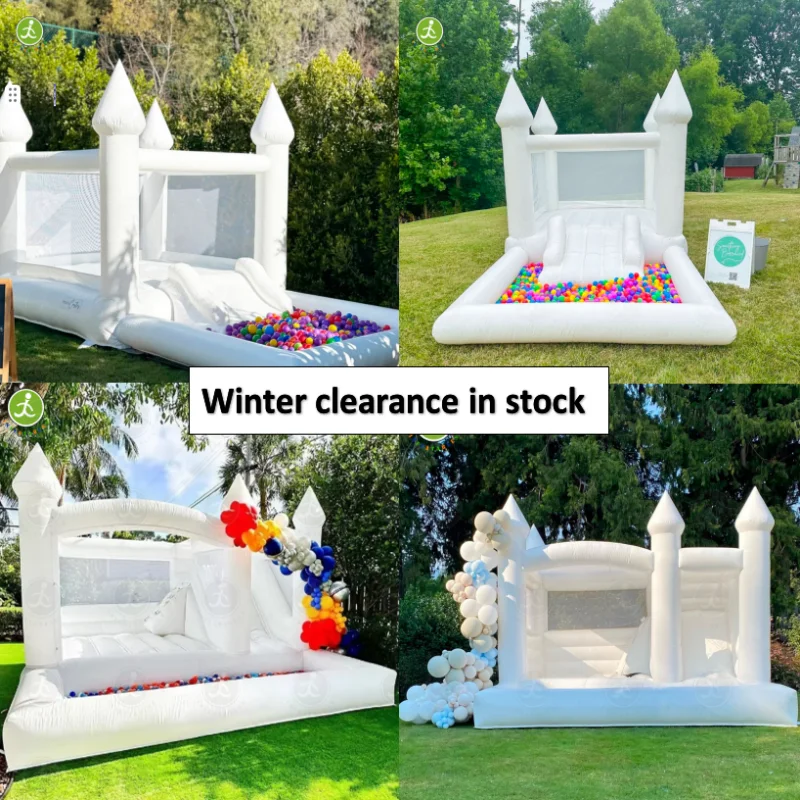 Clearance Sale! In stock, free shipping! Brand new white children's and adult inflatable houses, slides and ball pits, outdoor P