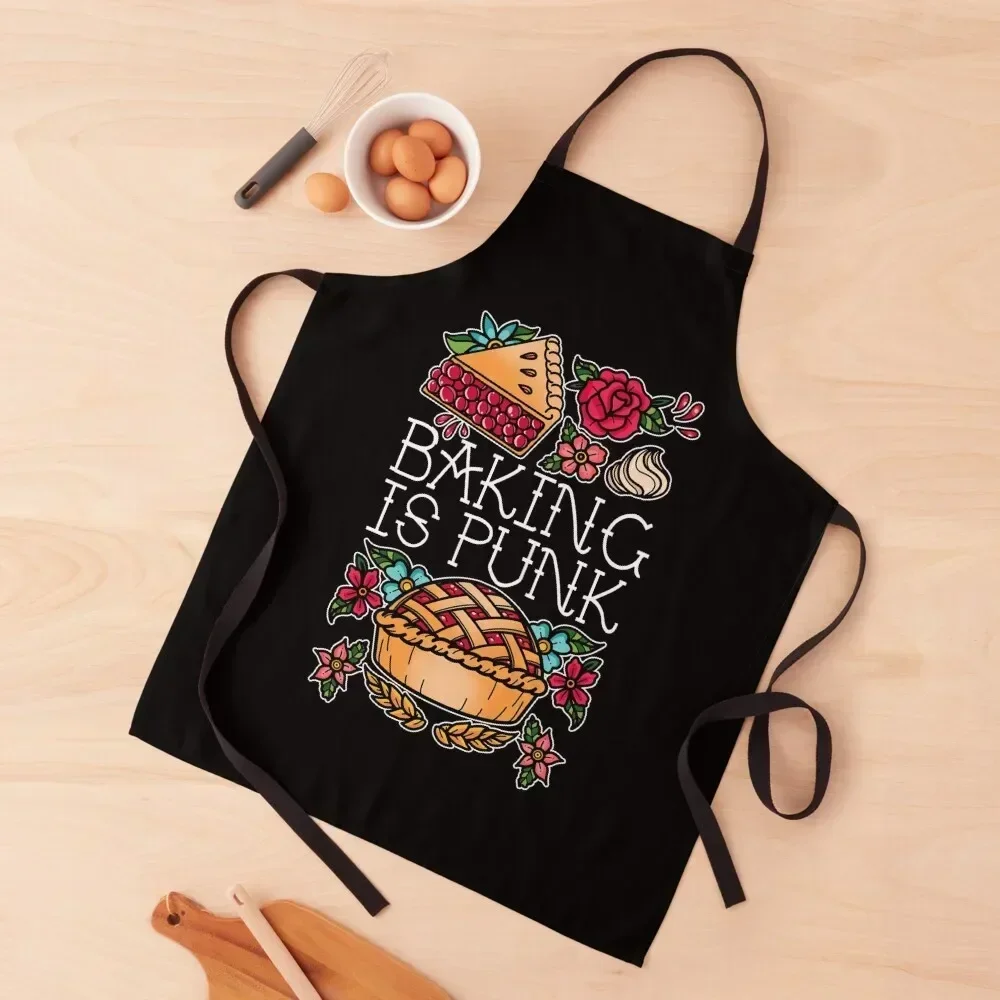 Baking Is Punk Apron for kitchen useful For Man Haircut Restaurant Waiter Uniforms Apron