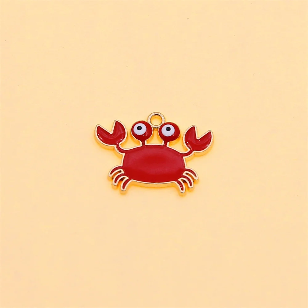 6pcs Enamel Crab Pendant Red Cute Sea Life Suitable for Jewelry Making DIY Bracelet Women Children Earrings Necklace Accessorie