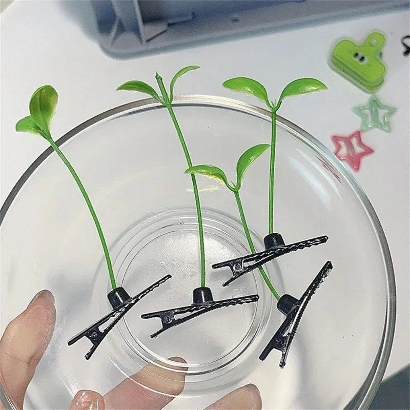Cute Funny Sprouting Grass Bean Sprout Hair Clips For Girls Women Kawaii Side Bang Decor Daily Cosplay Party Novelty Hair Accessories Birthday Gift