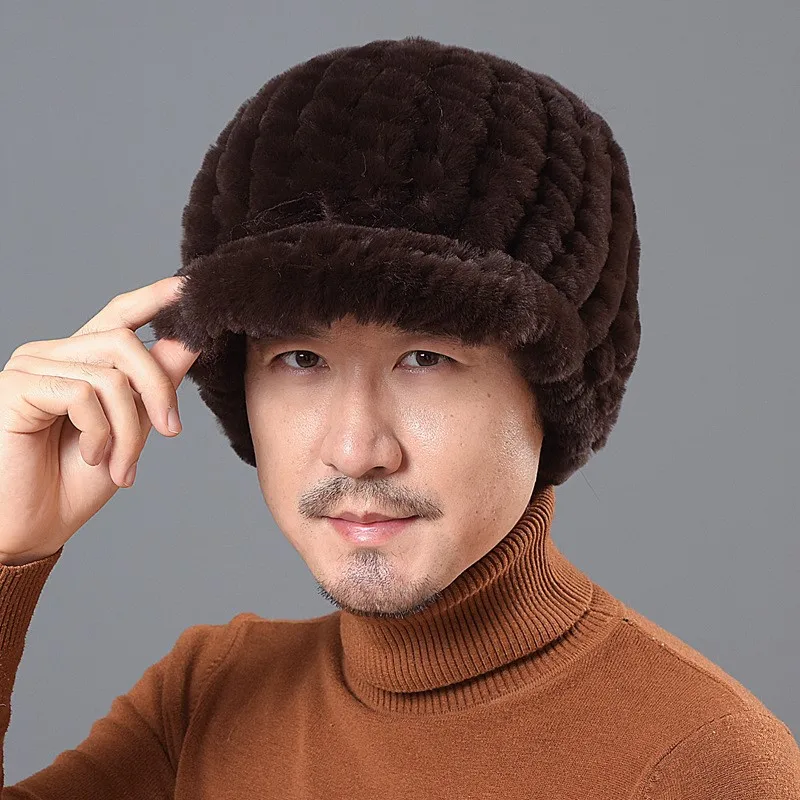 Middle-aged and elderly men's woolen hats thickened warm old grass baseball grandpa