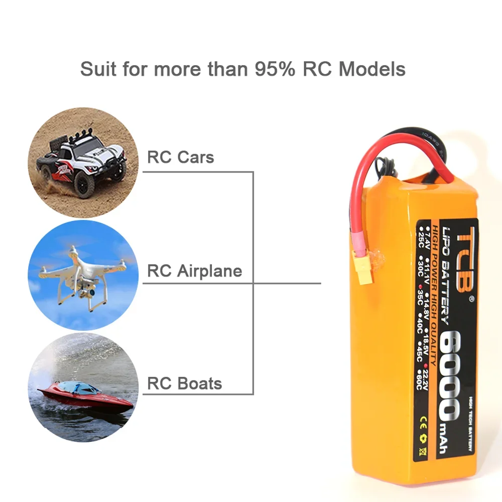 Lipo 2S 3S 4S  6S  Drone LiPo Battery 2200 3300 4200 5200 6000mAh 25C 35C 60C RC Airplane Helicopter Quadrotor