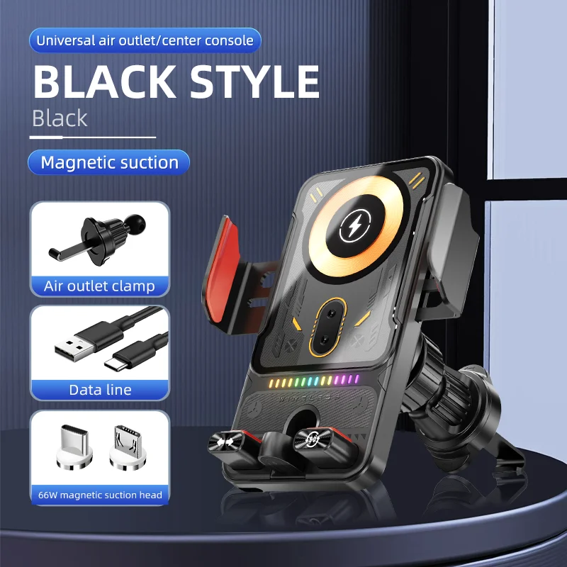 

Car Wireless Mobile Phone Holder Rotating Max 66W Magnetic Head 15W Wireless Charging Infrared Sensor for iPhone Samsung Xiaomi