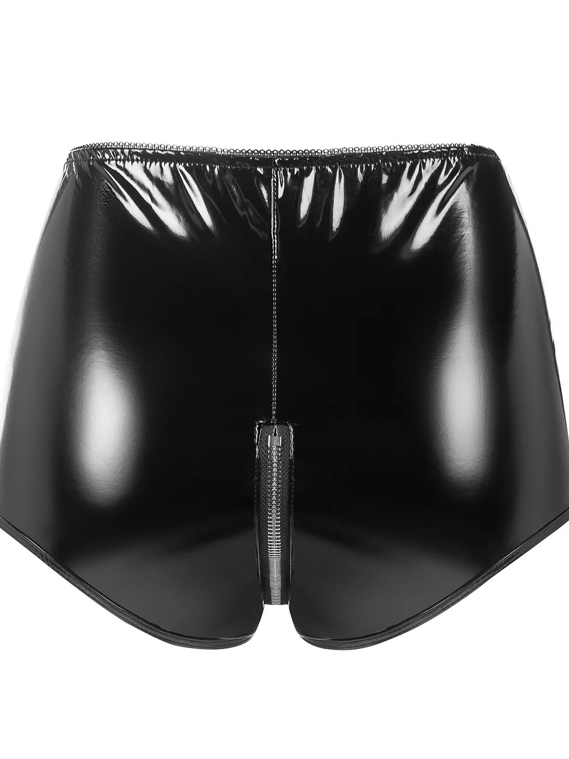 Europe/America Style PVC Patent Leather Sexy High Waisted Zipper Open Crotch Body Shaping No Odor Accurate Size Shorts CY0U