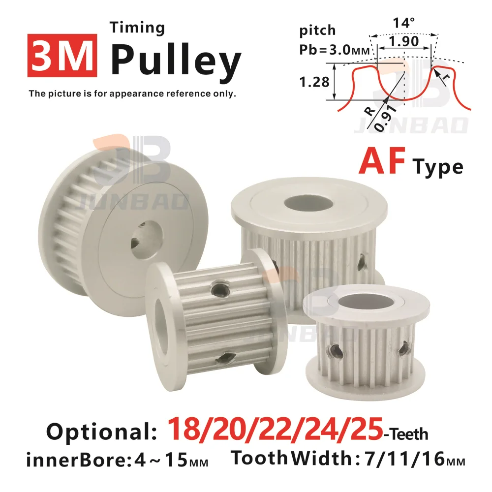 

18T/20T/22T/24T/25T 3M Timing pulley , for DIY/3D printers, CNC machines and mechanical transmissions Aluminum Synchronous wheel