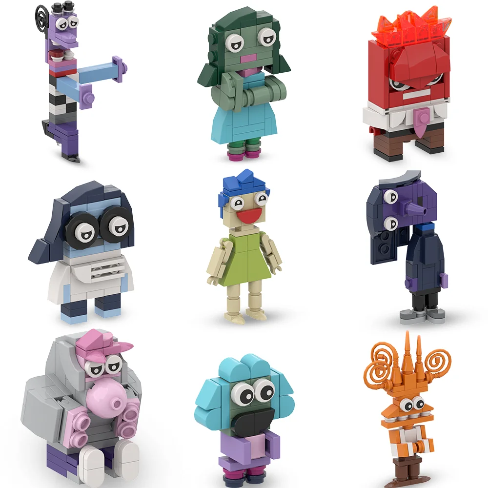 MOC Anime Action Figures Model Bricks Character Sadness,Anger,Fear,Disgust,Building Blocks Decoration Assembly Toy Kid Gift ﻿