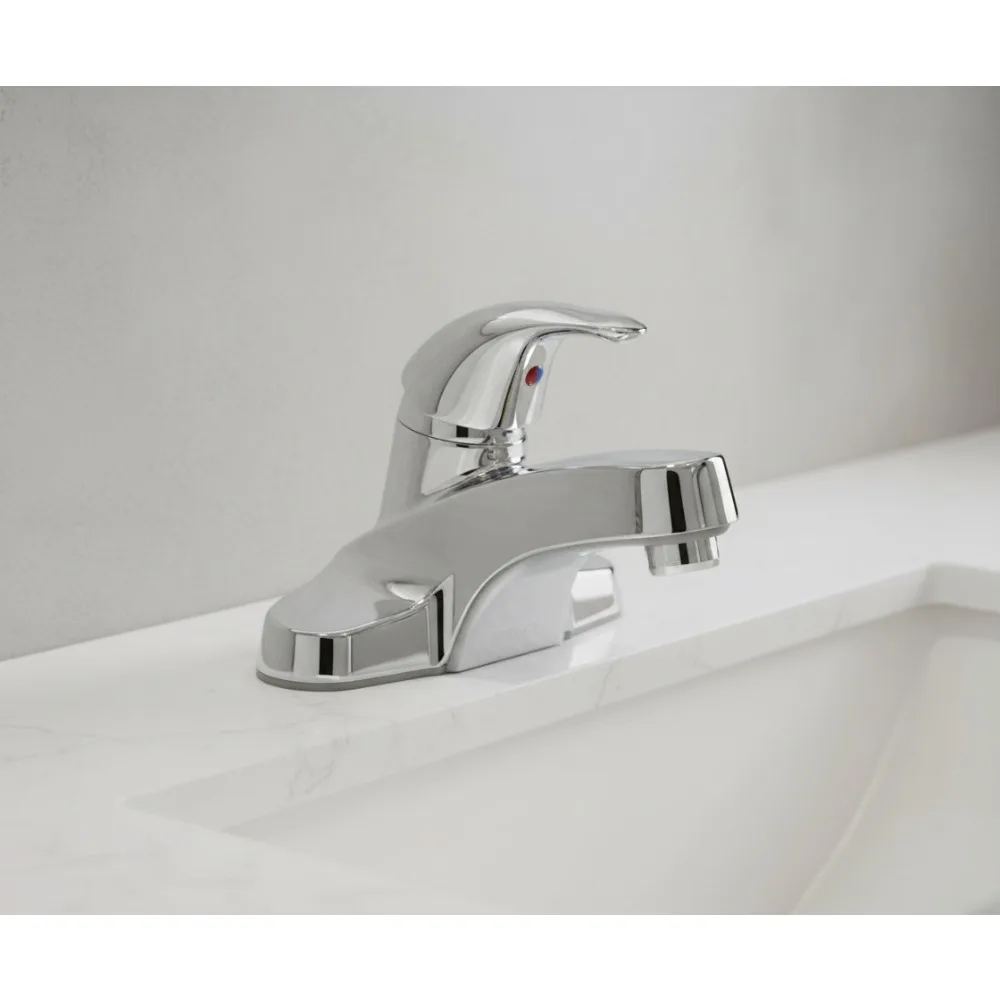 

Modern Chrome Single Handle Bathroom Sink Faucet, Easy Installation Water Saving Centerset