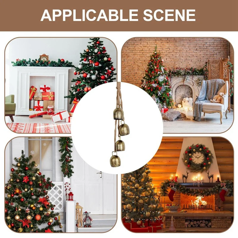 

Christmas Cow Bells Rustic Vintage Bell Christmas Decoration Gold Metal Rustic Bells Christmas Tree Hanging