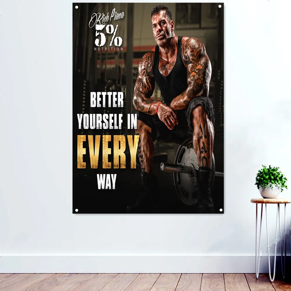 

BETTER YOURSELF Workout Sport Banner Wall Hanging Flag Muscular Man Bodybuilding Fitness Poster Tapestry Gym Decorative Painting